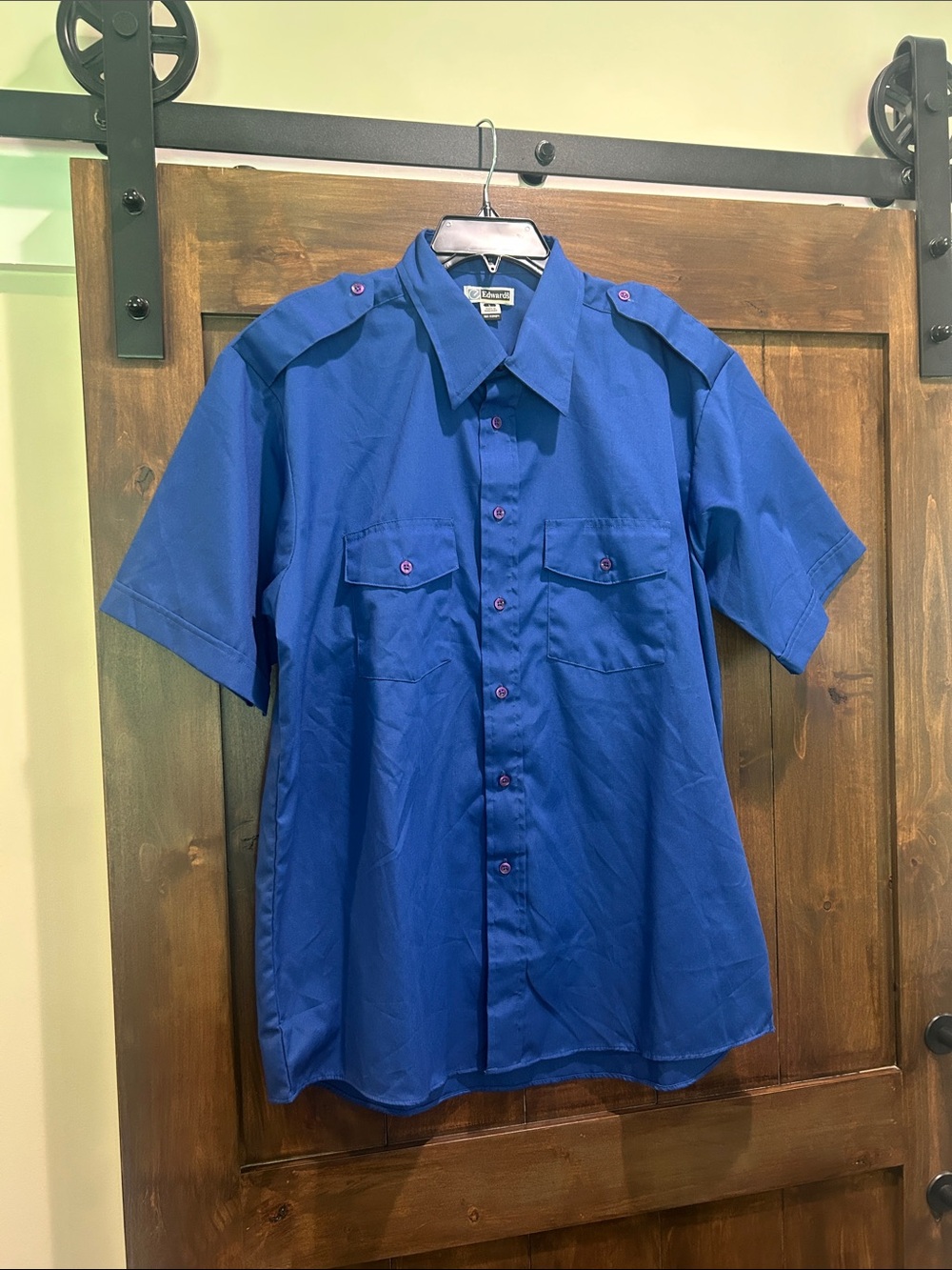 M147 NWOT Edwards Garment Blue Uniform Security Pilot Shirt Size Large